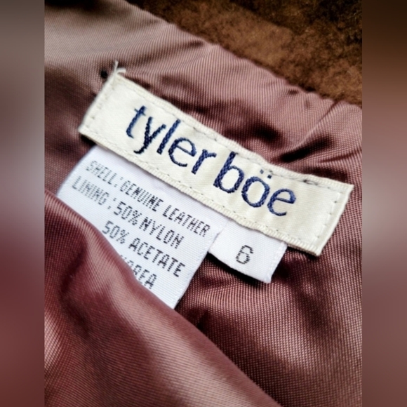 Tyler Boe Women 100% Genuine Suede Leather Skirt Floral Terracotta Cognac/Blue 6 - Picture 5 of 16